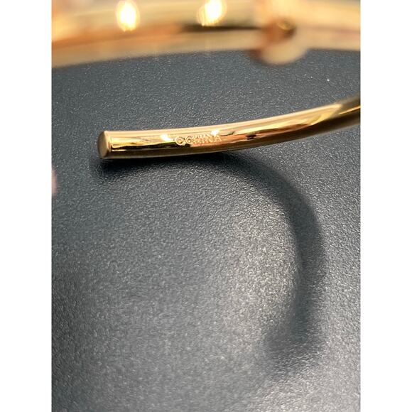 Coach Signed Gold Tone C Logo Charm Dangle Open Cuff Bracelet - Picture 7 of 8